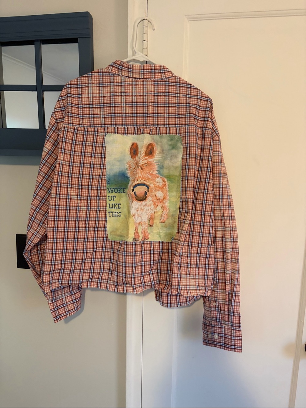 IZOD Orange Plaid Button-Up Shirt Upcycled